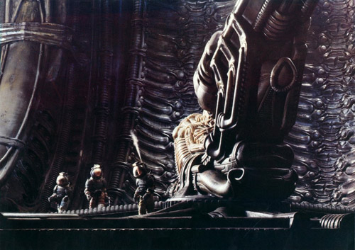 Dallas, Lambert et Kane découvrent un être immense, fossilisé - Alien - le 8ème passager (Alien)